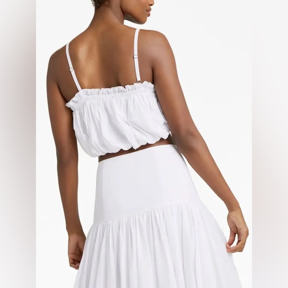 Cinq a Sept Ivee Puffball White Cropped Cotton Top, size XS - Picture 5 of 9